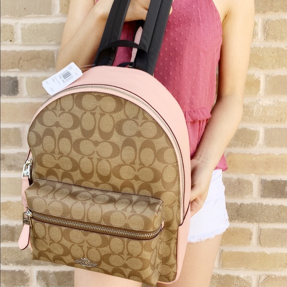 Coach medium backpack khaki signature light pink - Picture 4 of 4